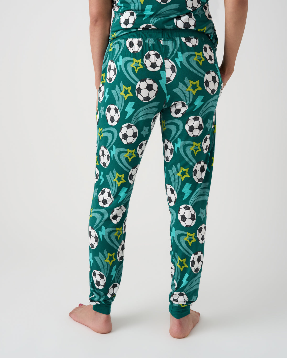 Back view of woman wearing the Soccer Stars Women's Pajama Pants