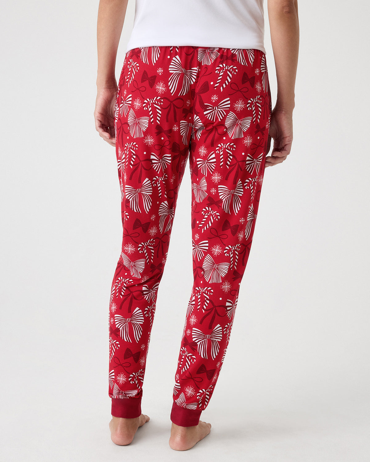 Back view of woman wearing the Holiday Bows Women's Pajama Pants