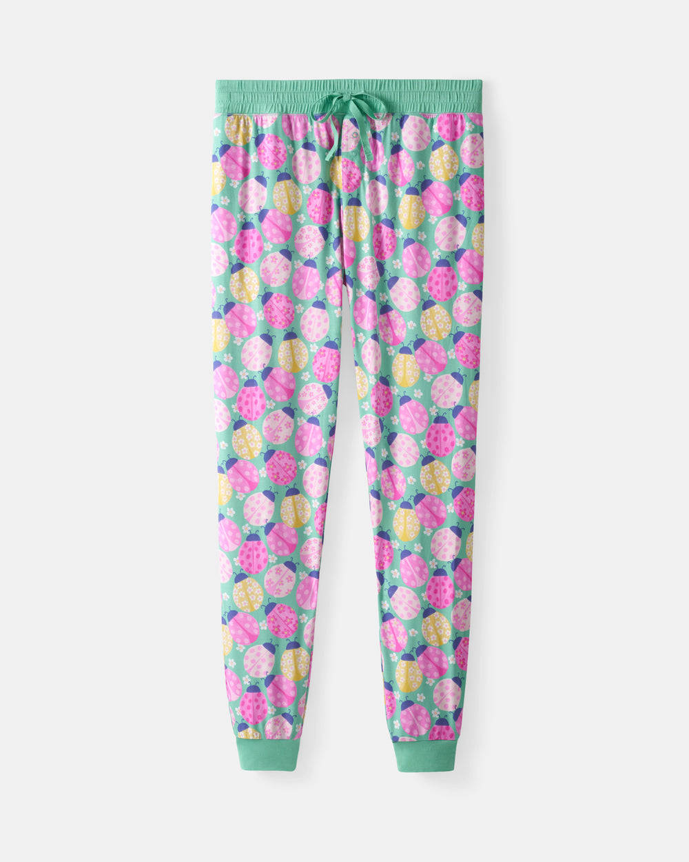Flat lay of the Ladybug Meadow Women's Pajama Pants