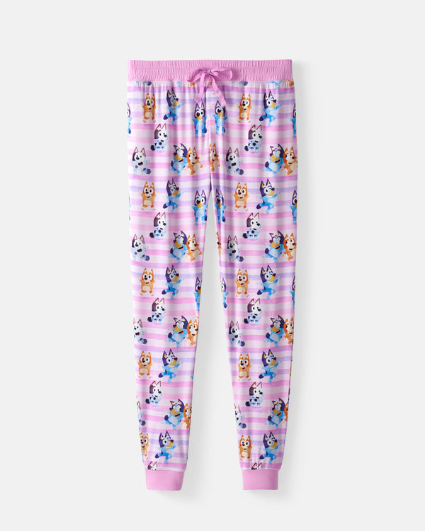 Flat lay of the Pink Bluey Dance All Day Women's Pajama Pants