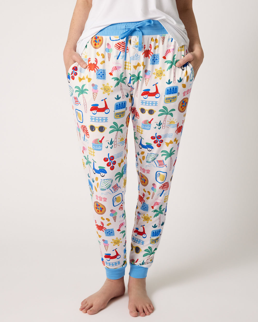 Woman wearing the Ciao Bella Women's Pajama Pants