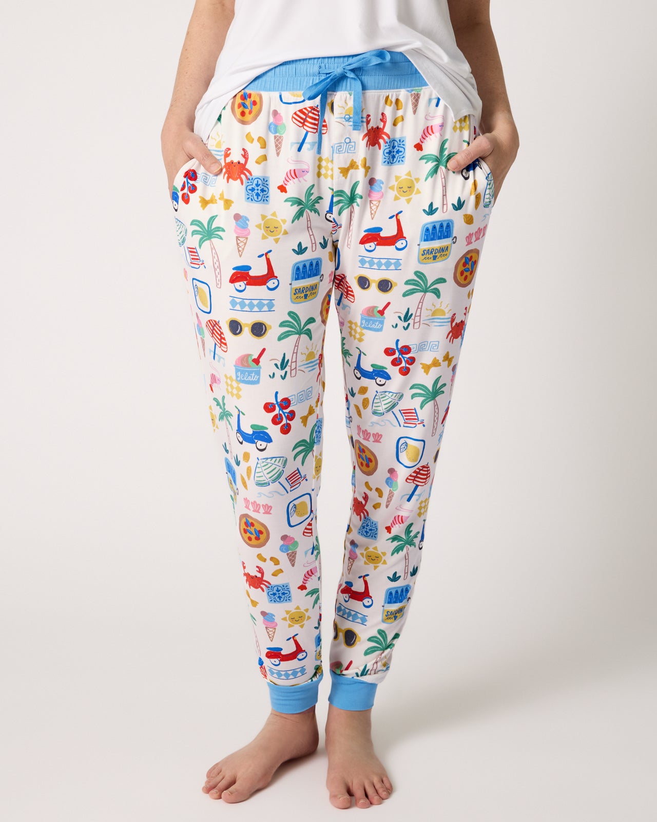 Woman wearing the Ciao Bella Women's Pajama Pants