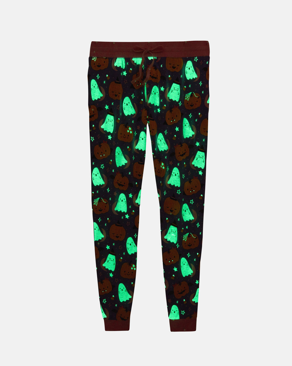 Flat lay of the glow in the dark Moonlit Magic Purple Women's Pajama Pants
