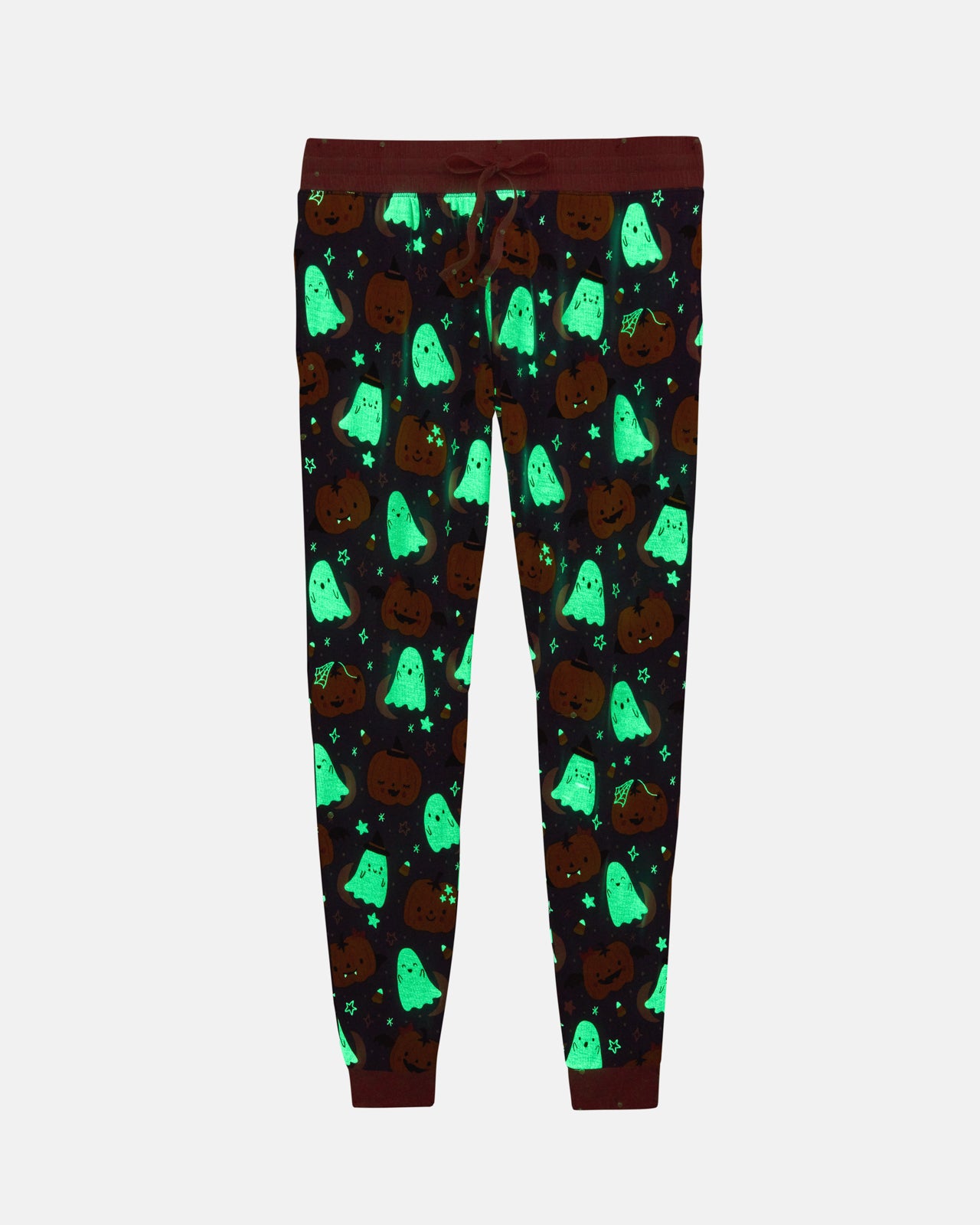 Flat lay of the glow in the dark Moonlit Magic Purple Women's Pajama Pants