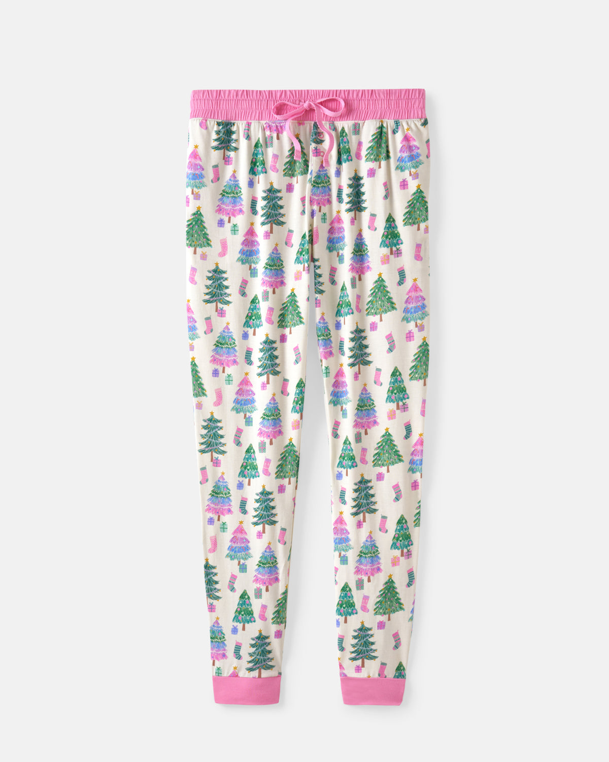 Flat lay of the Joyful Traditions Pink Women's Pajama Pants