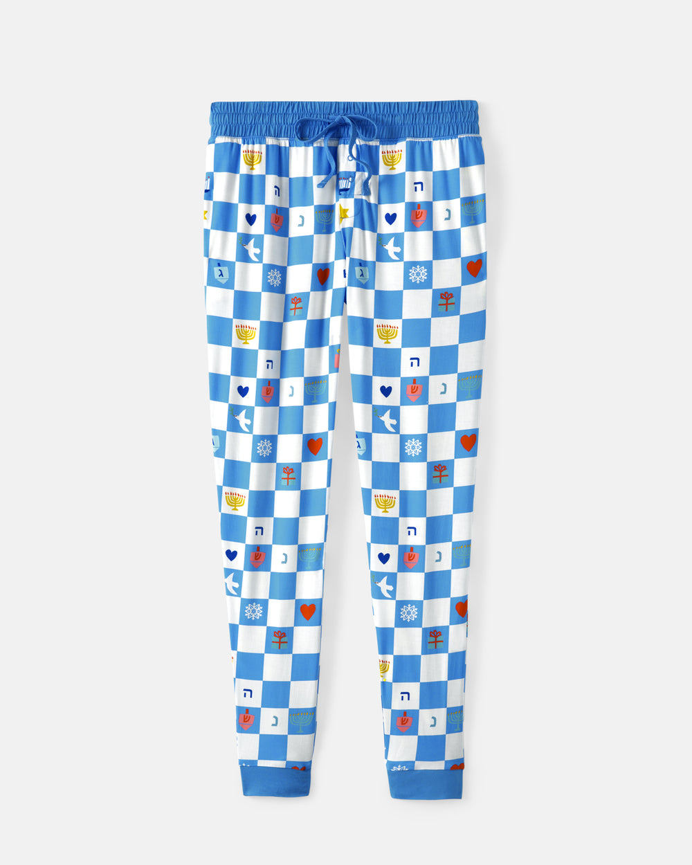 Flat lay of the Hanukkah Checks Women's Pajama Pants