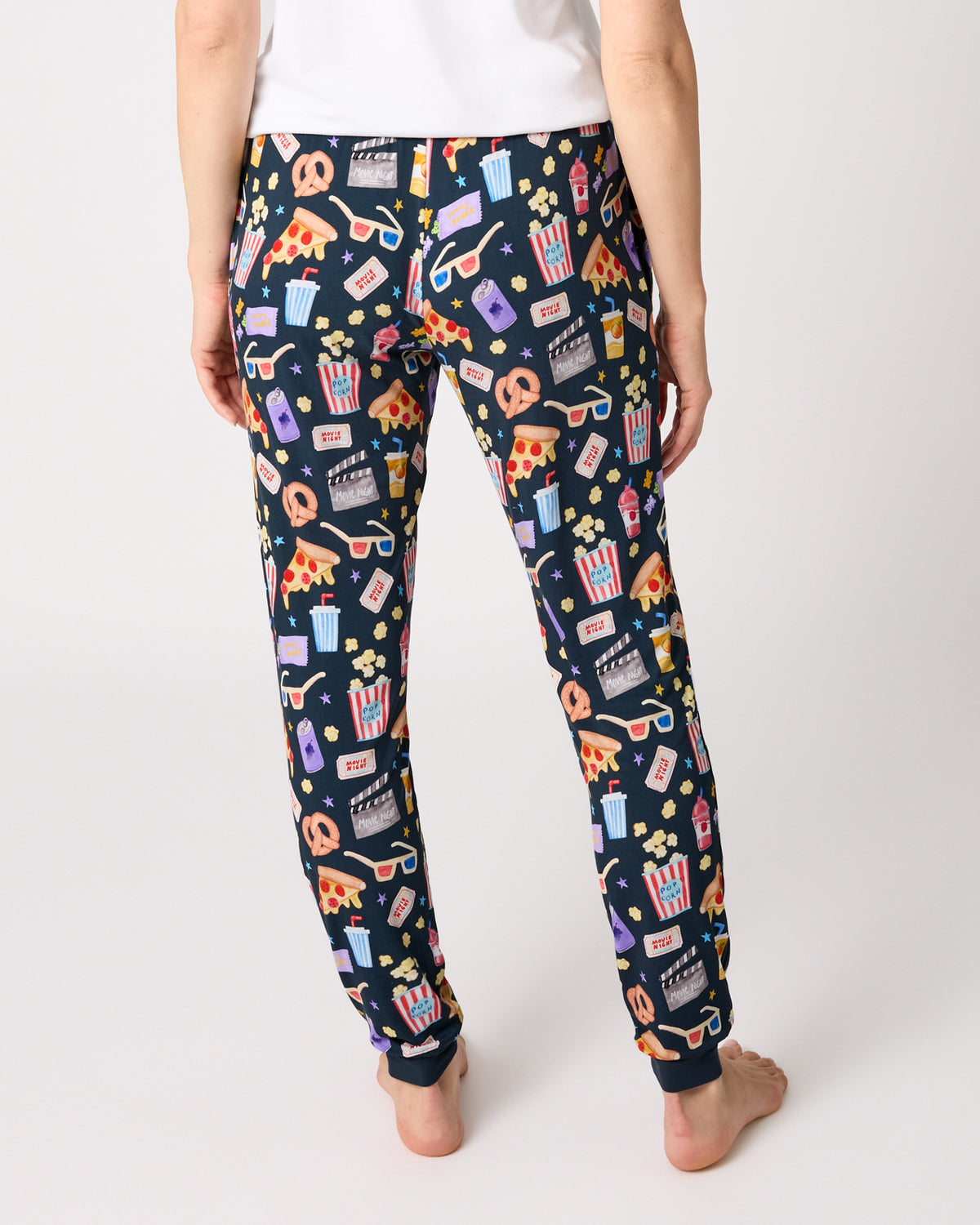 Back view of woman wearing the Movie Marathon Women's Pajama Pants