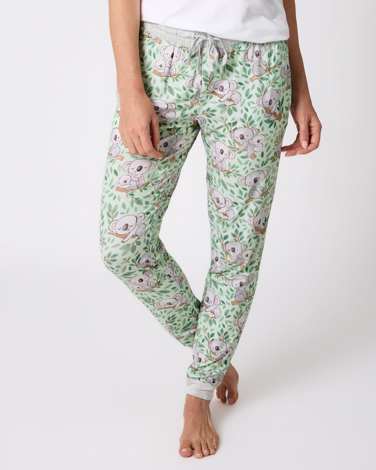 Woman wearing the Koala Cuddles Women's Pajama Pants