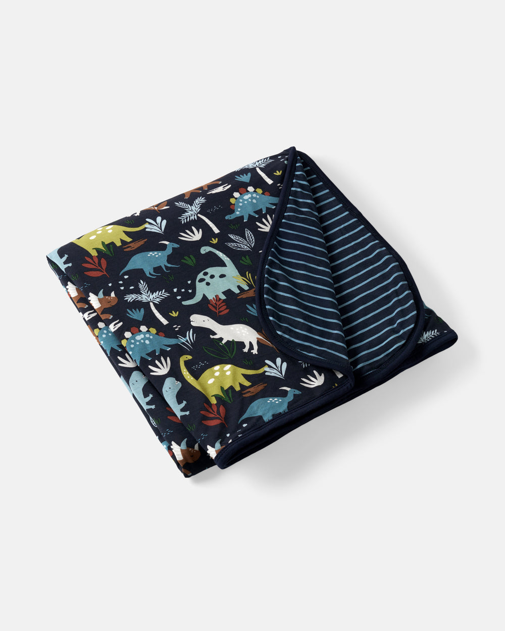 Flat lay of the Navy Jurassic Jungle Large Cloud Blanket®