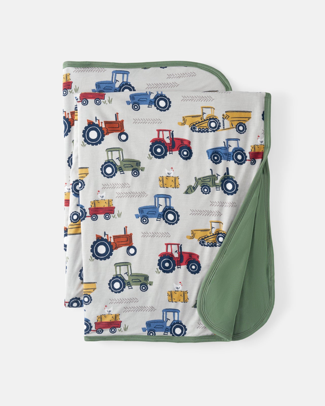 Flat lay of the Tractor Tales Large Cloud Blanket®