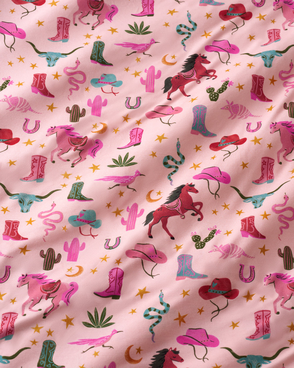 Close up of the Pink Rancher Roundup fabric