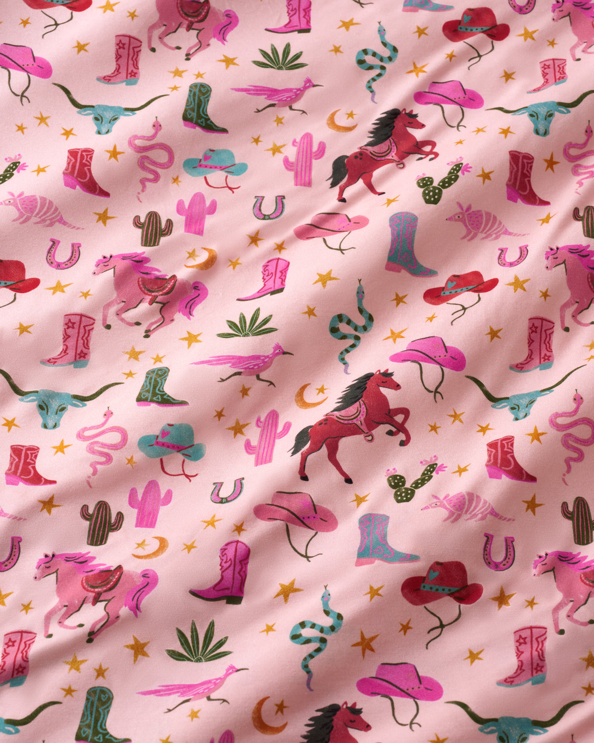 Close up of the Pink Rancher Roundup fabric