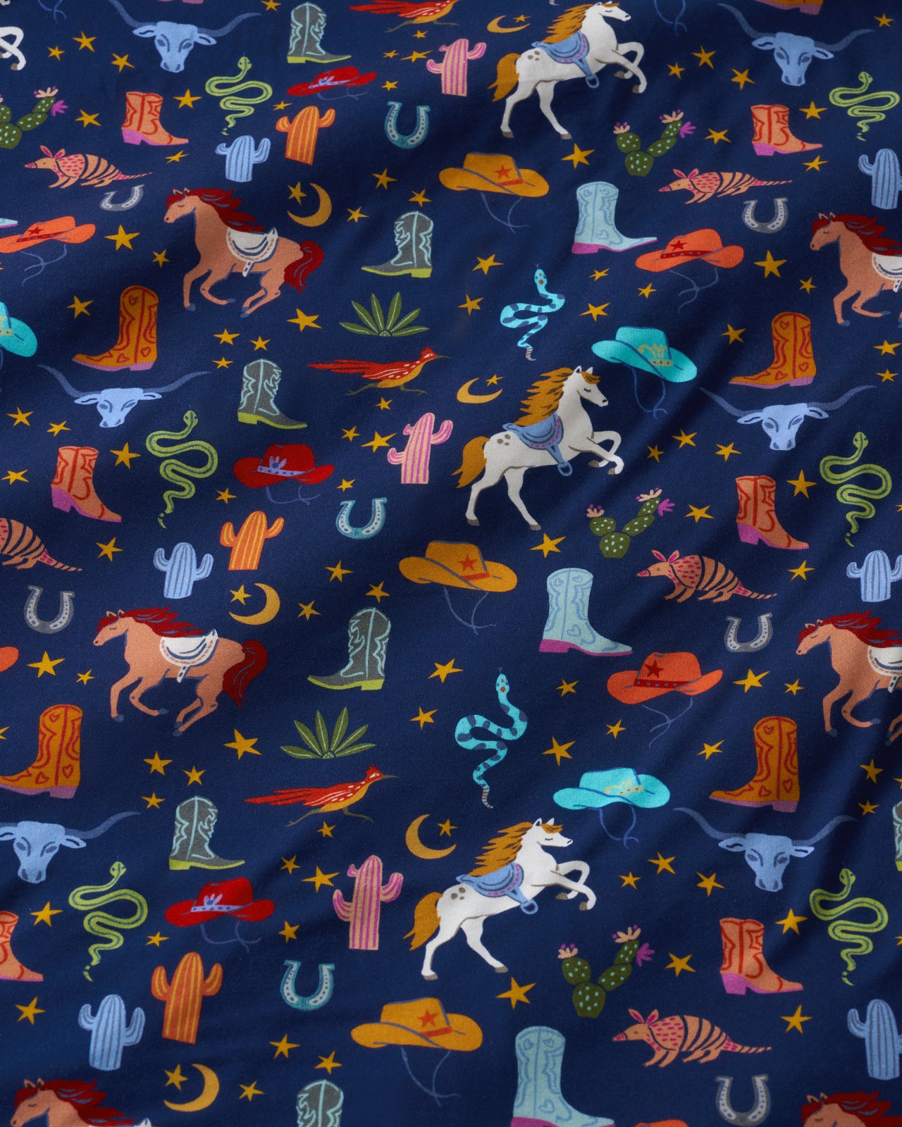 Close up of the Blue Rancher Roundup fabric