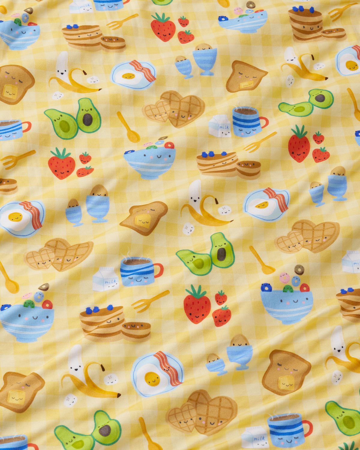 Close up of the Breakfast Bunch fabric