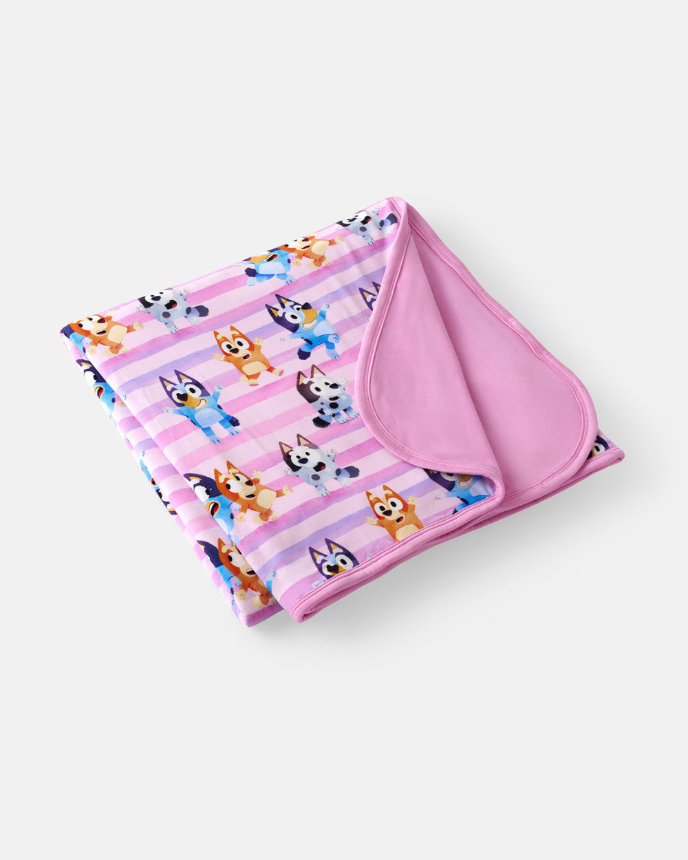 Flat lay of the Pink Bluey Dance All Day Large Cloud Blanket®