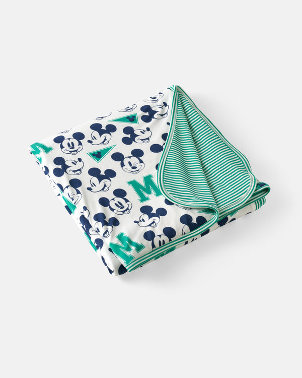 Flat lay of the Disney Varsity Mickey Mouse Large Cloud Blanket®