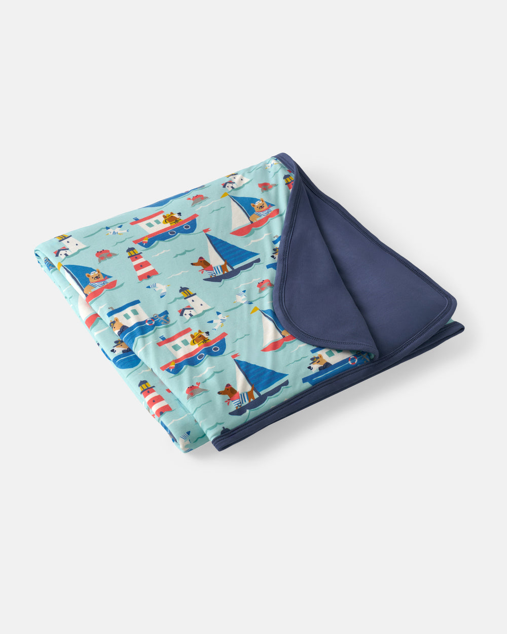 Flat lay of the Nautical Paws Large Cloud Blanket®