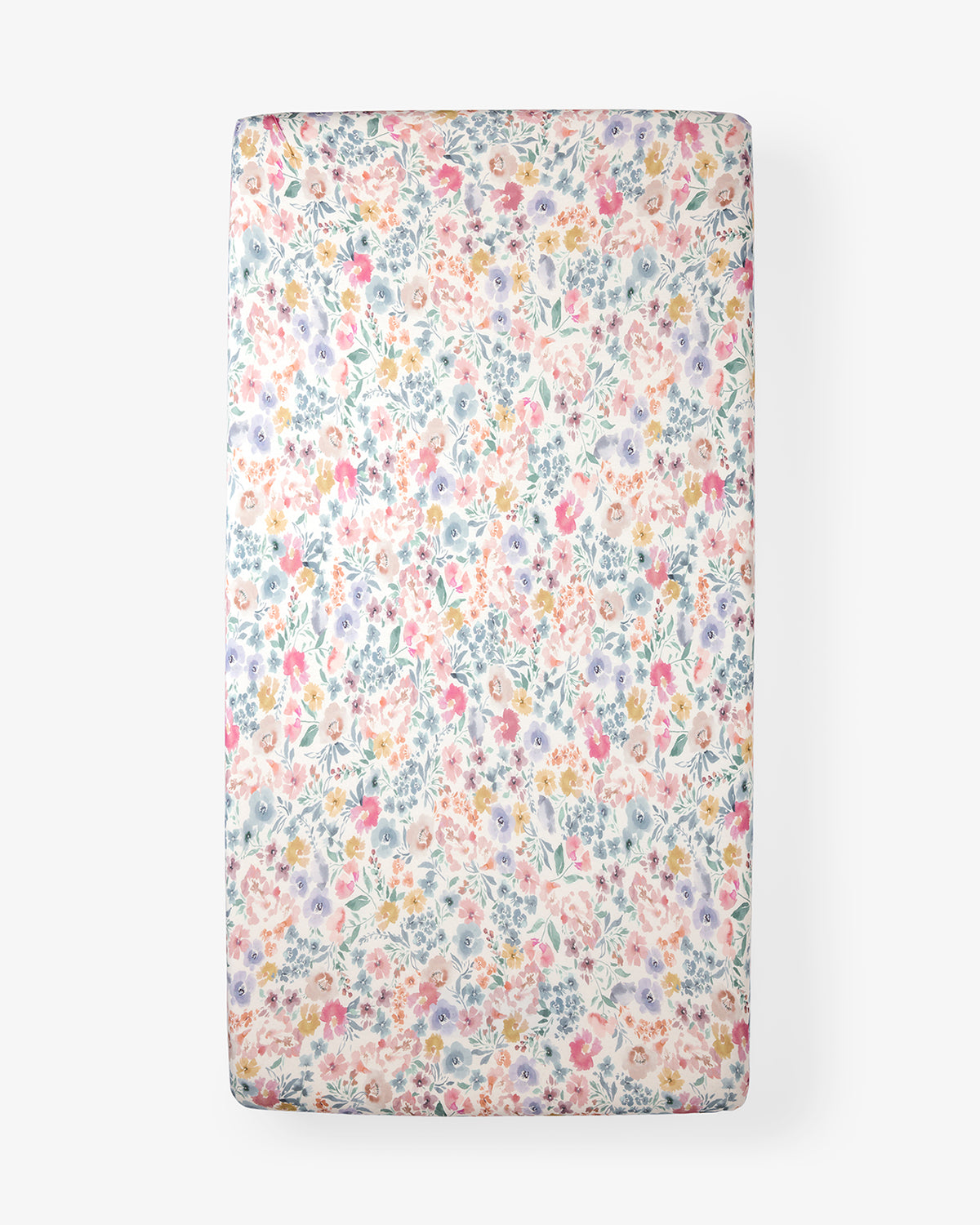 Aerial view of the Tiny Blooms Mini Crib Sheet