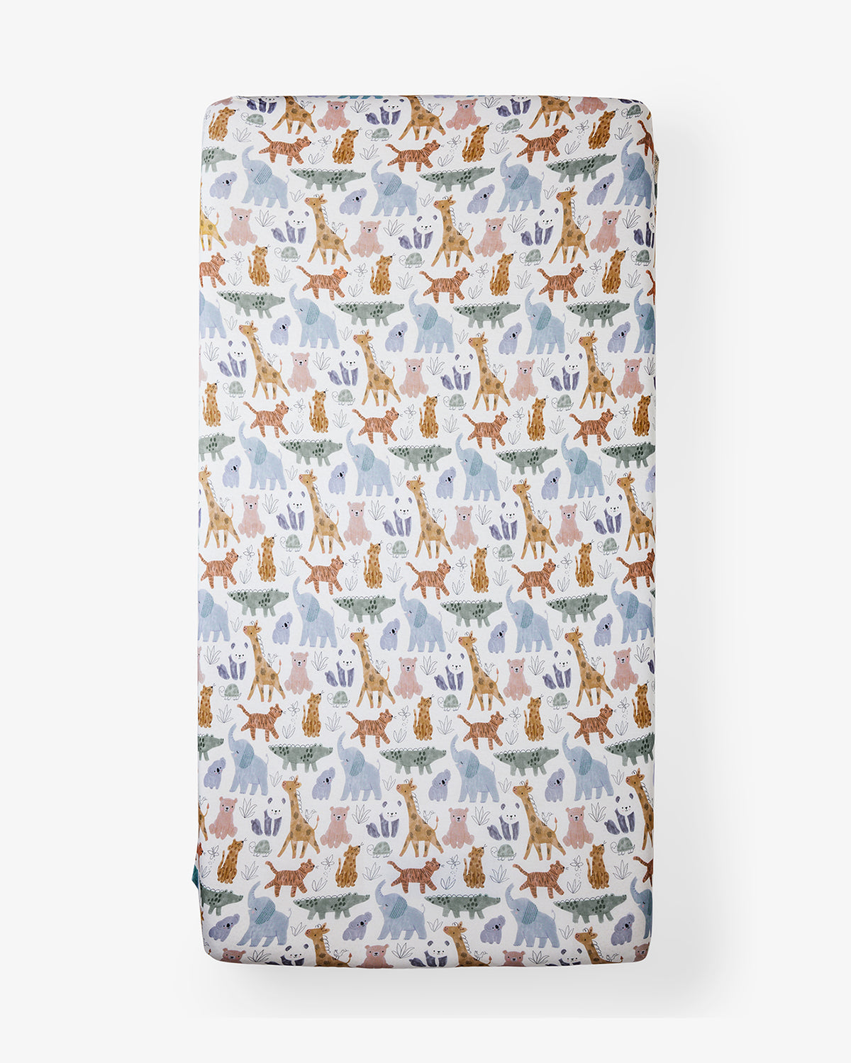 Aerial view of the Sweet Safari Mini Crib Sheet
