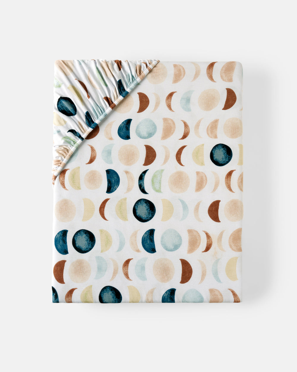 Flat lay of the Luna Neutral Fitted Crib Sheet