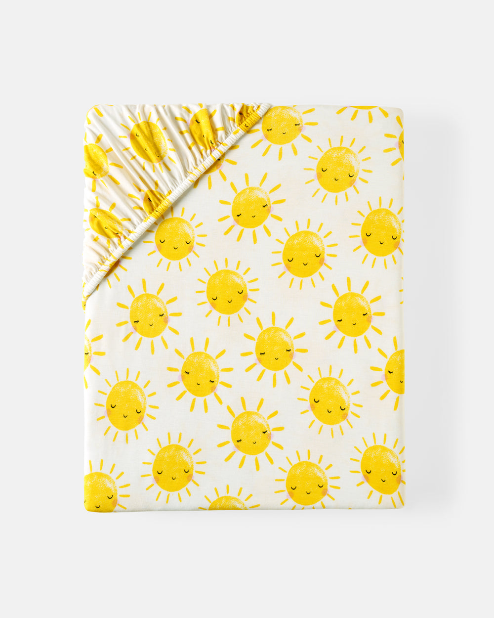 Flat lay of the Sunshine Fitted Crib Sheet