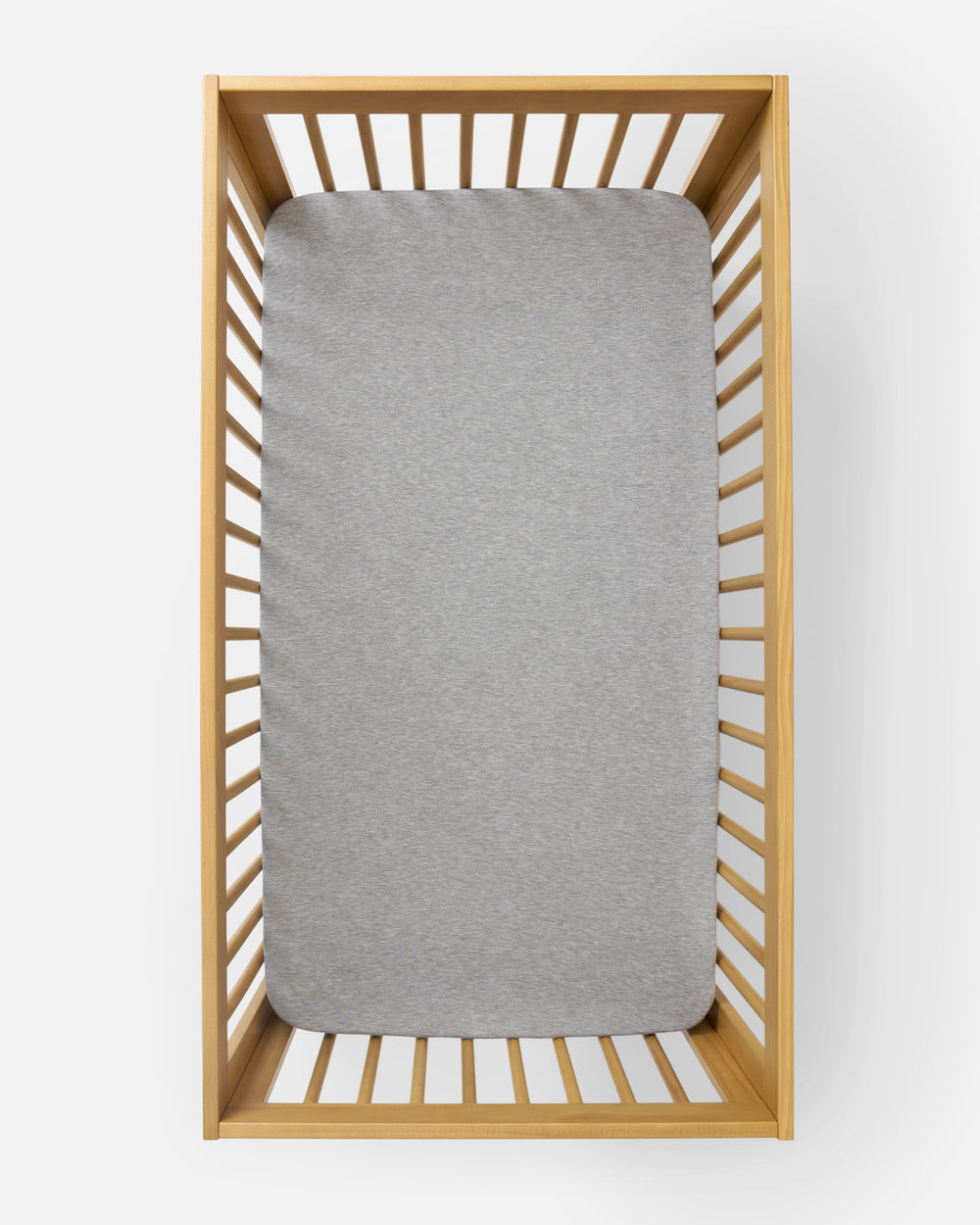 Aerial view of the Heather Gray Fitted Crib Sheet