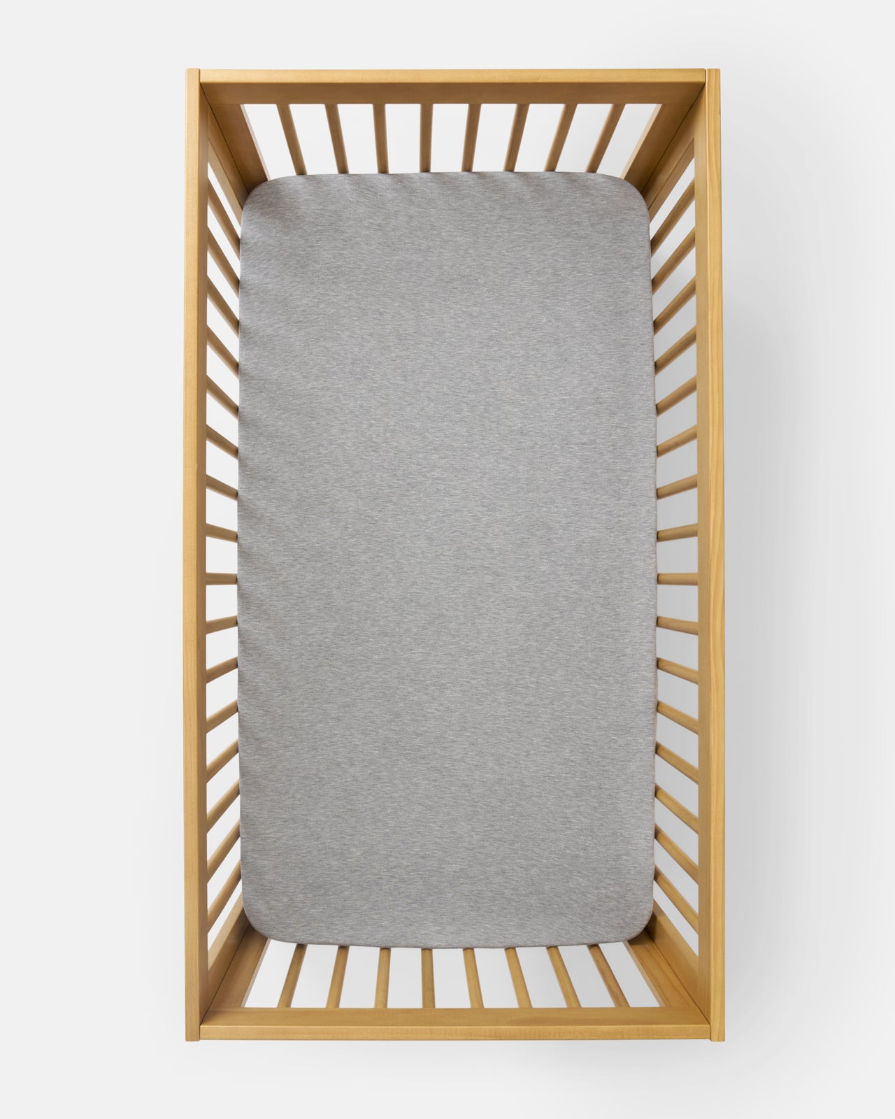 Aerial view of the Heather Gray Fitted Crib Sheet