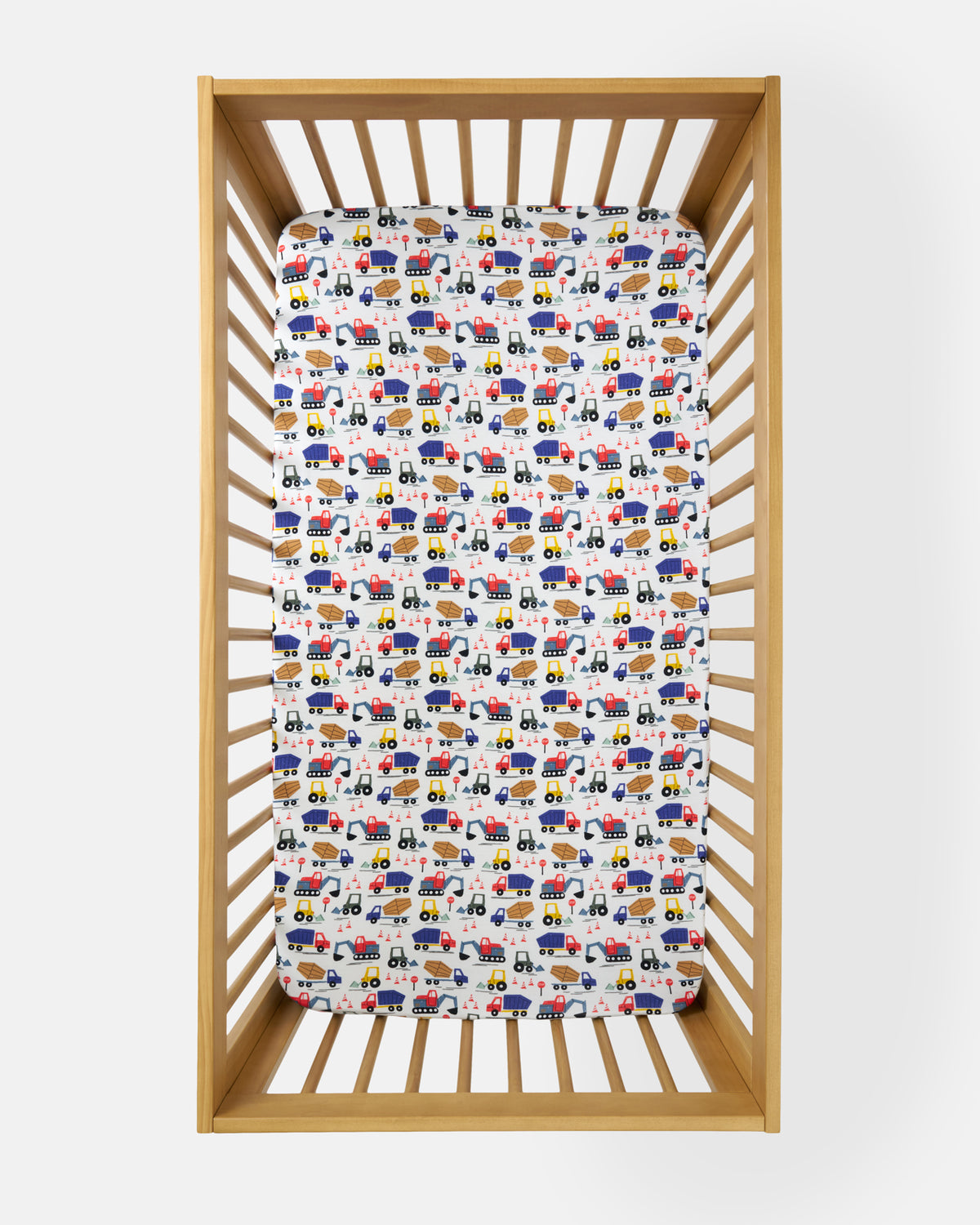 Aerial view of the Construction Fitted Crib Sheet