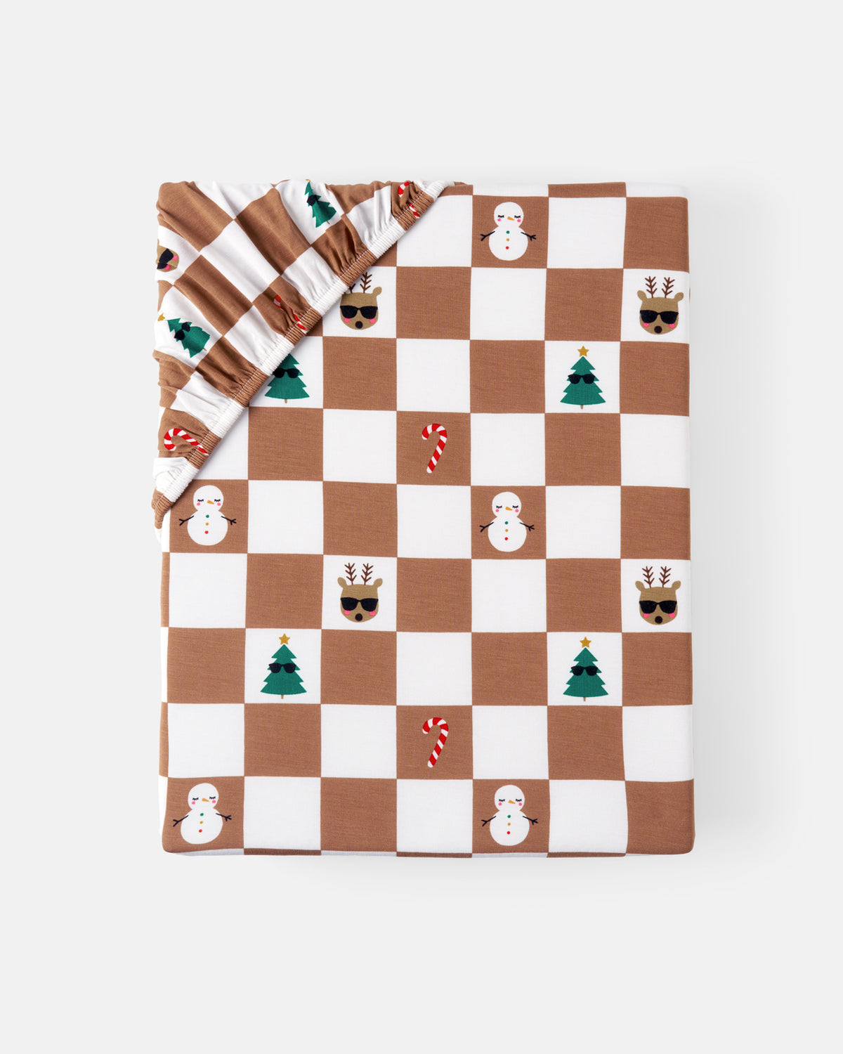 Flat lay of the Holiday Checks Fitted Crib Sheet