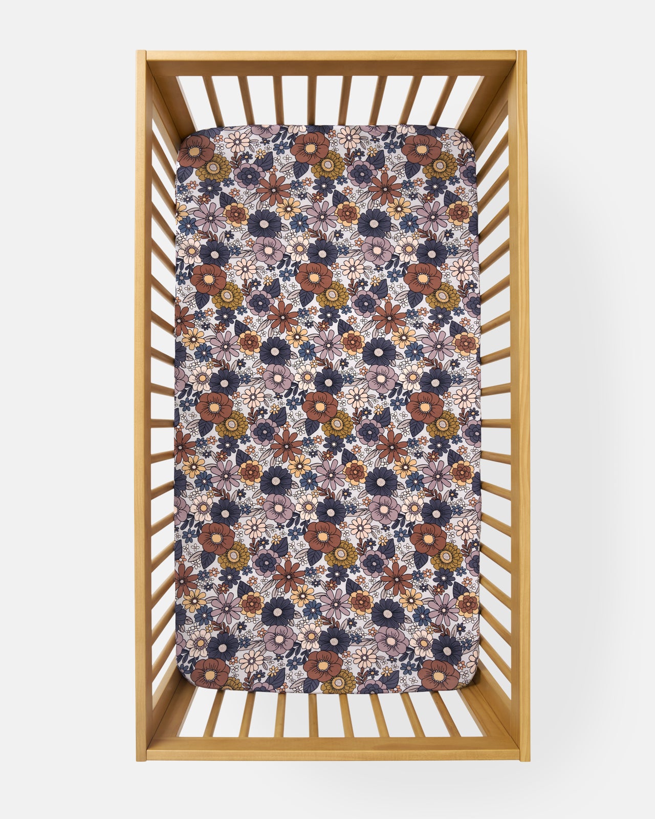 Aerial view of the Wildwood Floral Fitted Crib Sheet