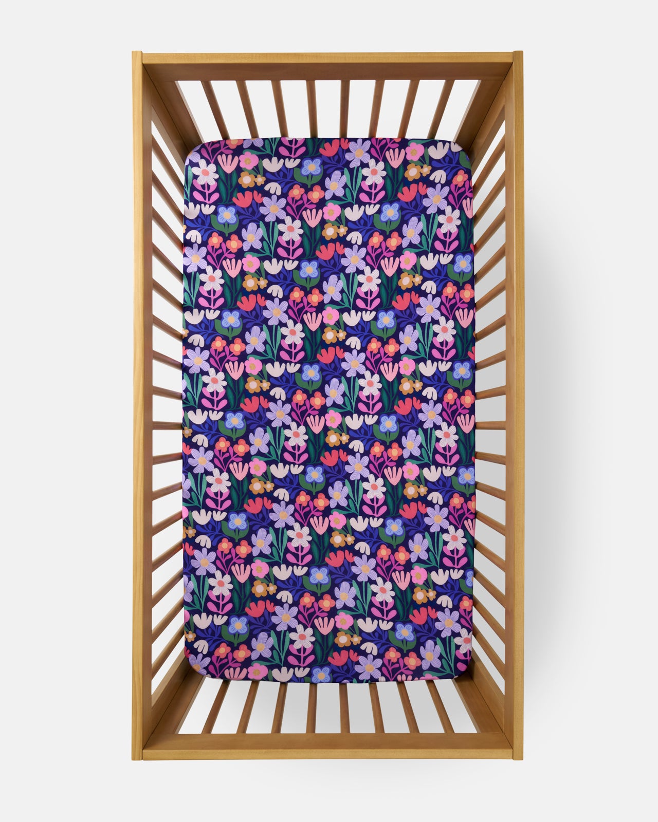 Aerial view of the Wild Garden Fitted Crib Sheet