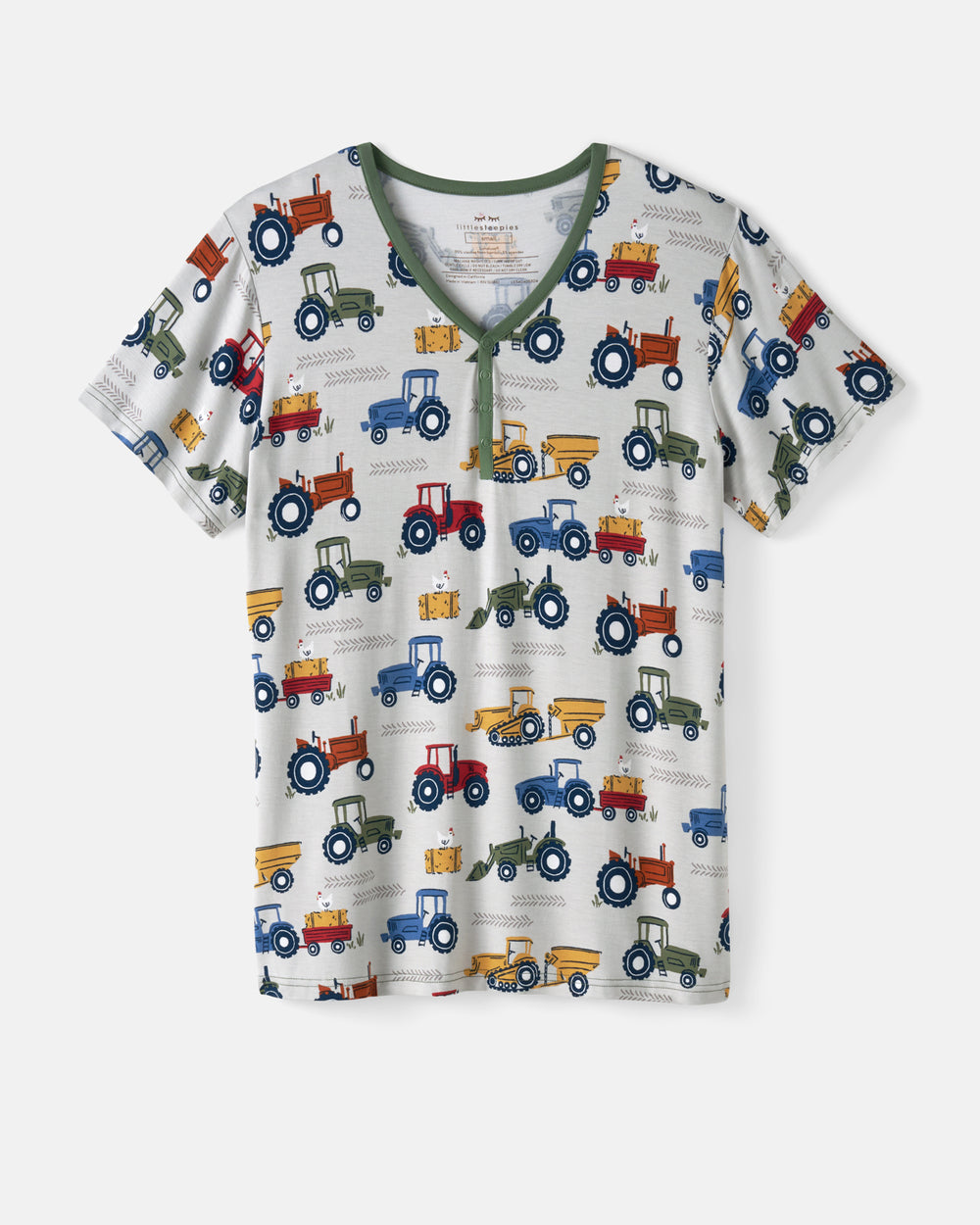 Flat lay of the Tractor Tales Women's Short Sleeve Pajama Top