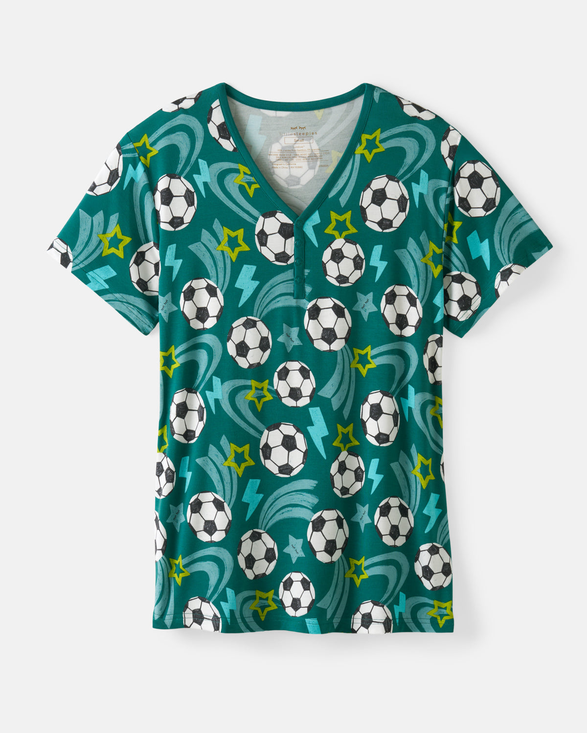 Flat lay of the Soccer Stars Women's Short Sleeve Pajama Top