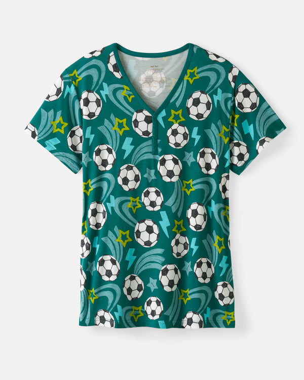 Flat lay of the Soccer Stars Women's Short Sleeve Pajama Top