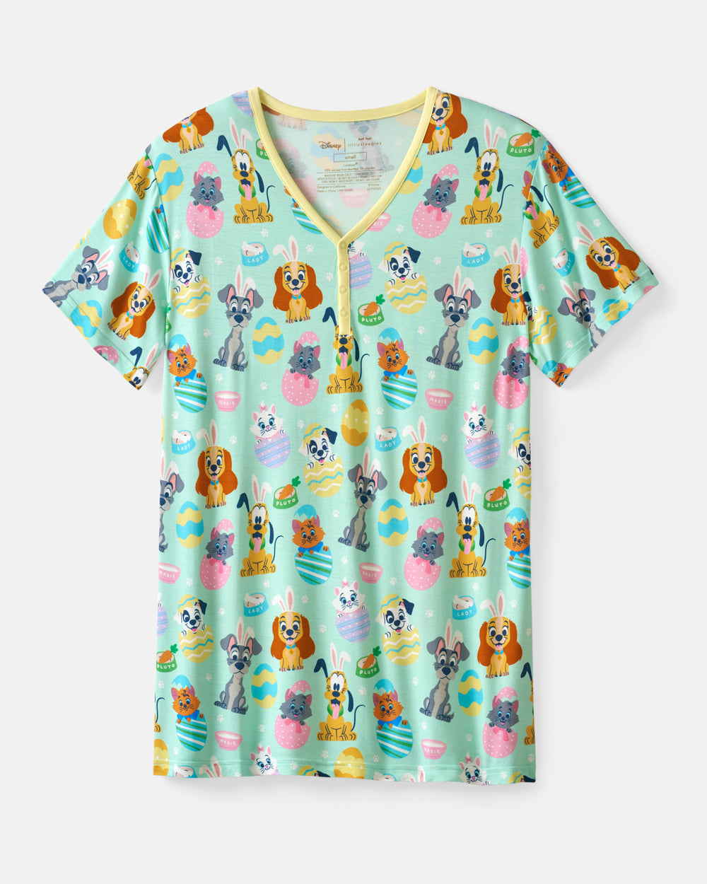 Flat lay of the Disney Peekaboo Pets Women's Short Sleeve Pajama Top