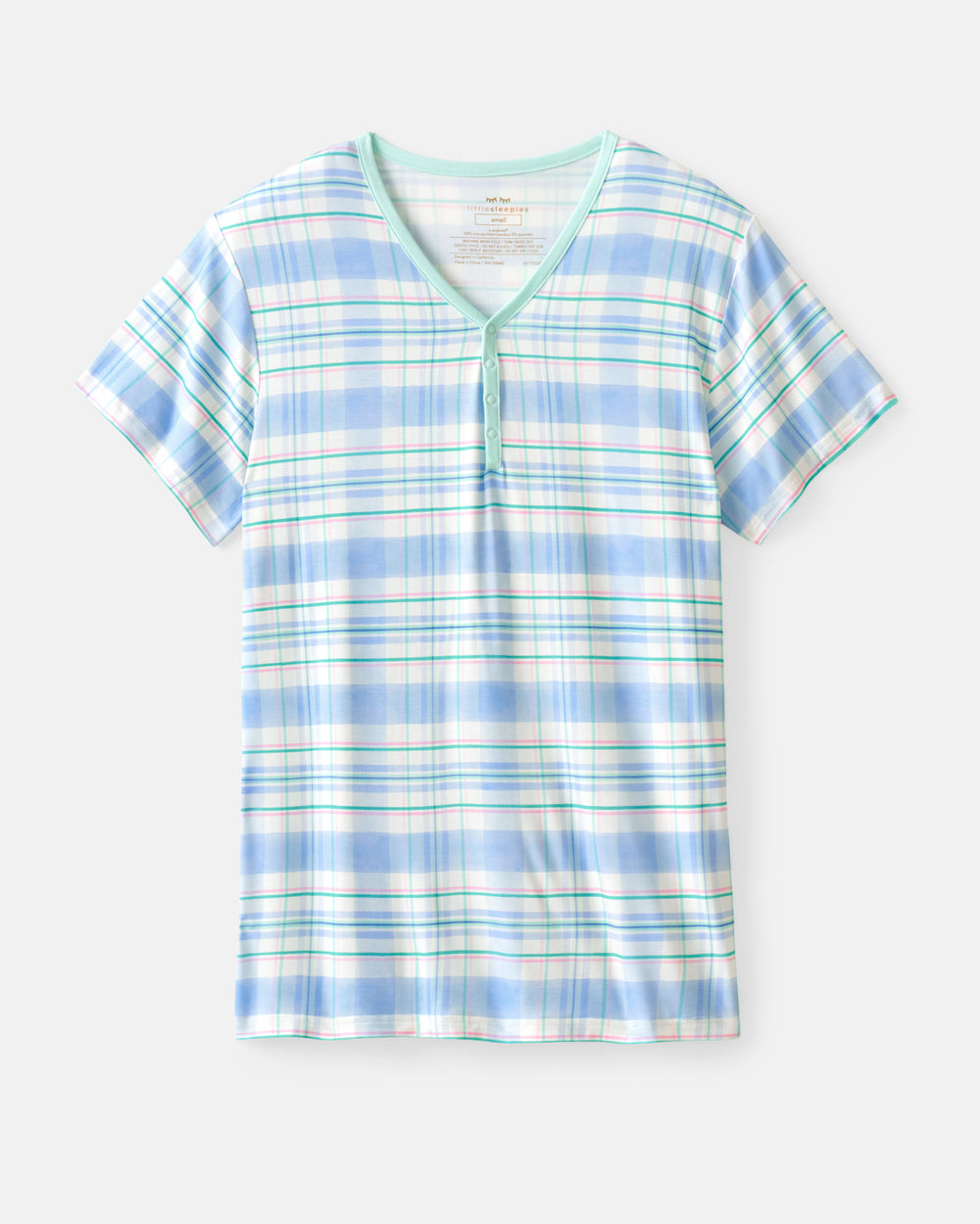 Flat lay of the Springtime Plaid Women's Short Sleeve Pajama Top