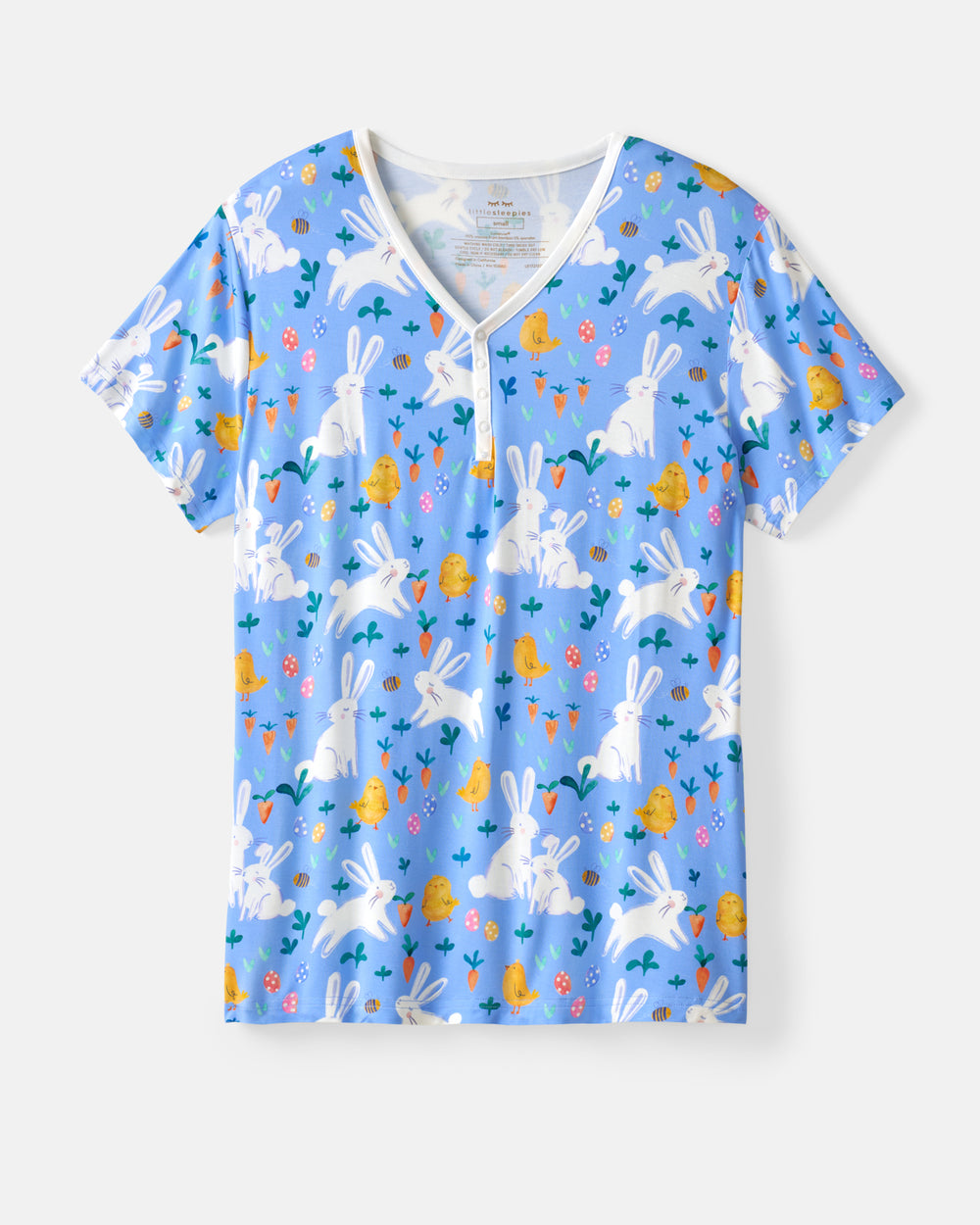 Flat lay of the Bunny Patch Women's Short Sleeve Pajama Top