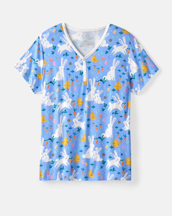 Flat lay of the Bunny Patch Women's Short Sleeve Pajama Top