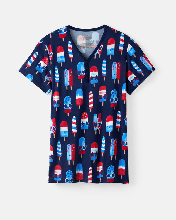 Flat lay of the Sparkle Treats Women's Short Sleeve Pajama Top