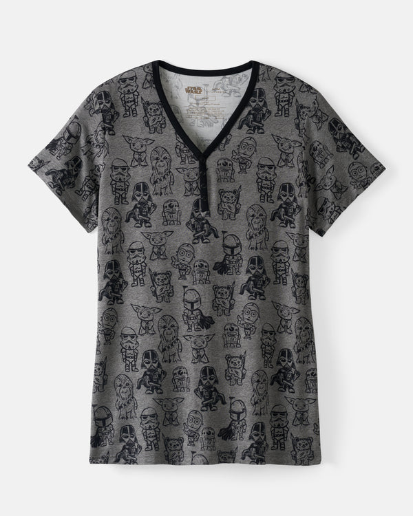 Flat lay of the Star Wars Far, Far, Away Friends Women's Short Sleeve Pajama Top