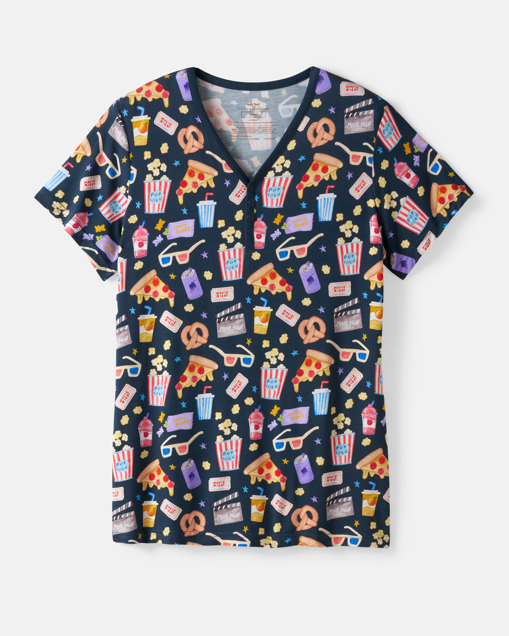 Flat lay of the Movie Marathon Women's Short Sleeve Pajama Top