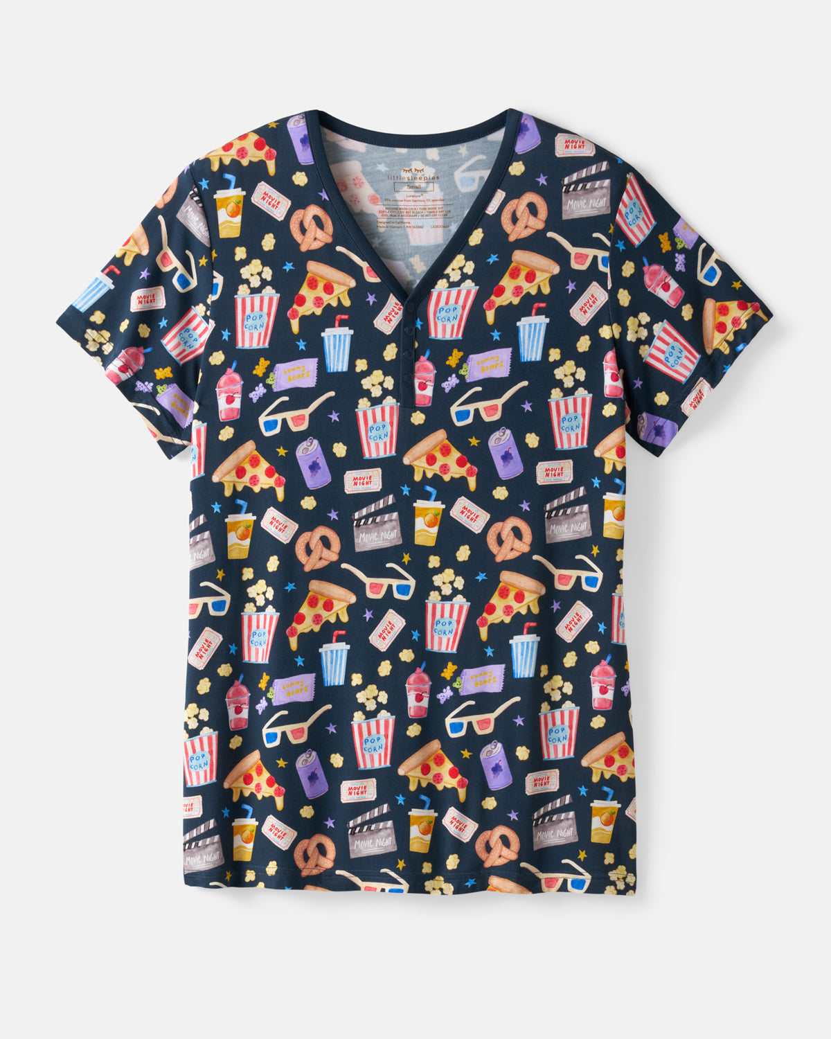 Flat lay of the Movie Marathon Women's Short Sleeve Pajama Top