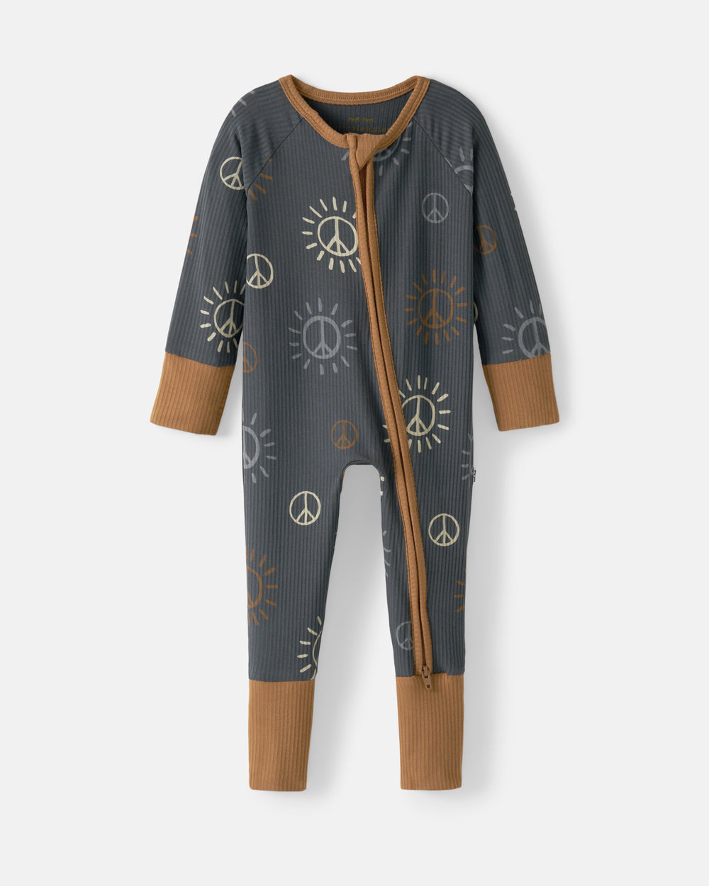 Flat lay of the Peace & Love Ribbed Zippy