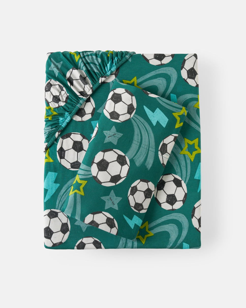 Flat lay of the Soccer Stars Twin Sheet Set
