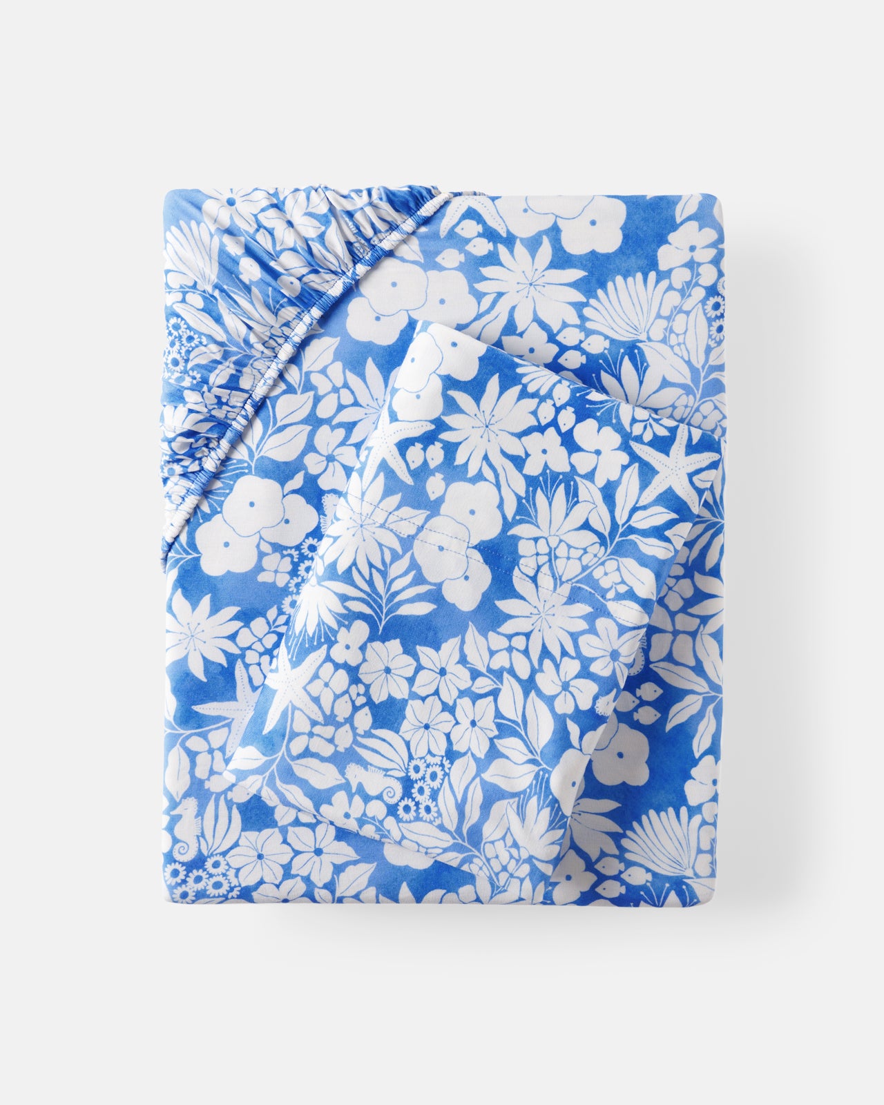 Flat lay of the Azure Garden Twin Sheet Set