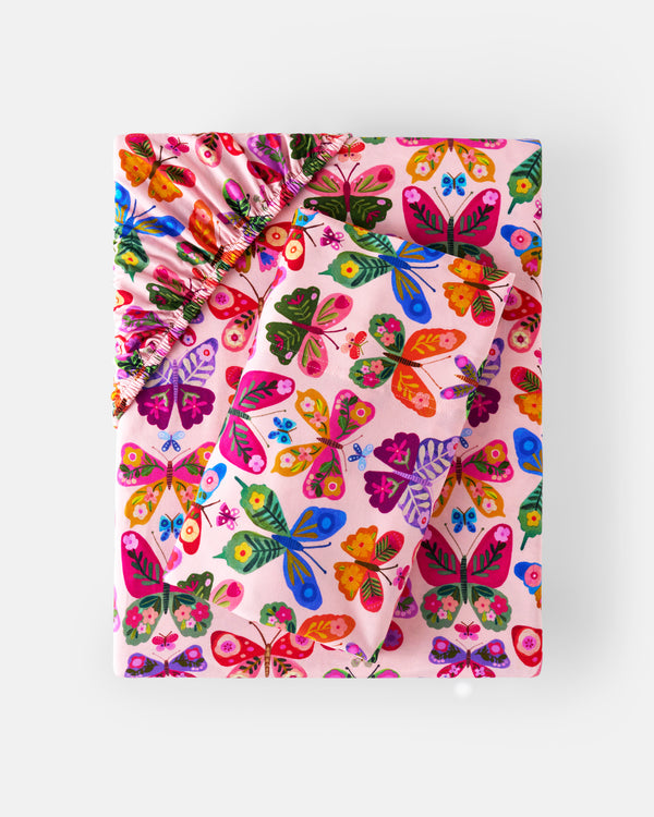 Flat lay of the Flutter Garden Twin Sheet Set