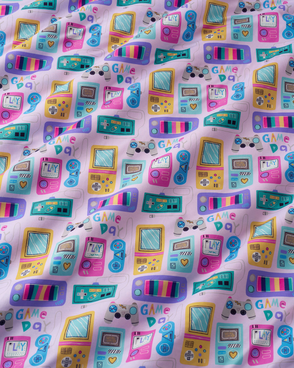 Close up of the Purple Game On pajama set