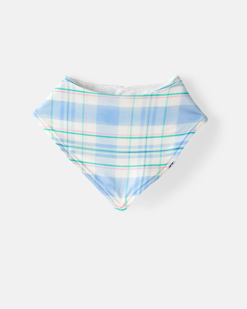 Flat lay of the Springtime Plaid Bandana Bib
