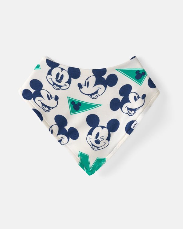 Flat lay of the Disney Varsity Mickey Mouse Bandana Bib
