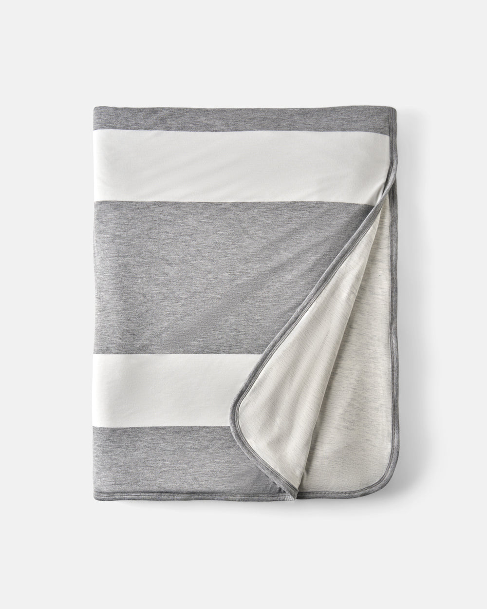 Flat lay of the Heather Gray Wide Stripe Oversized Cloud Blanket®